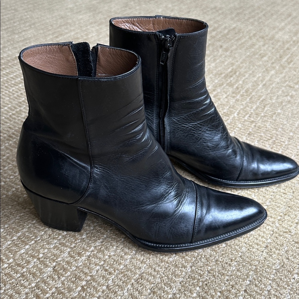 Duccio del duca Black Leather Ankle Boots